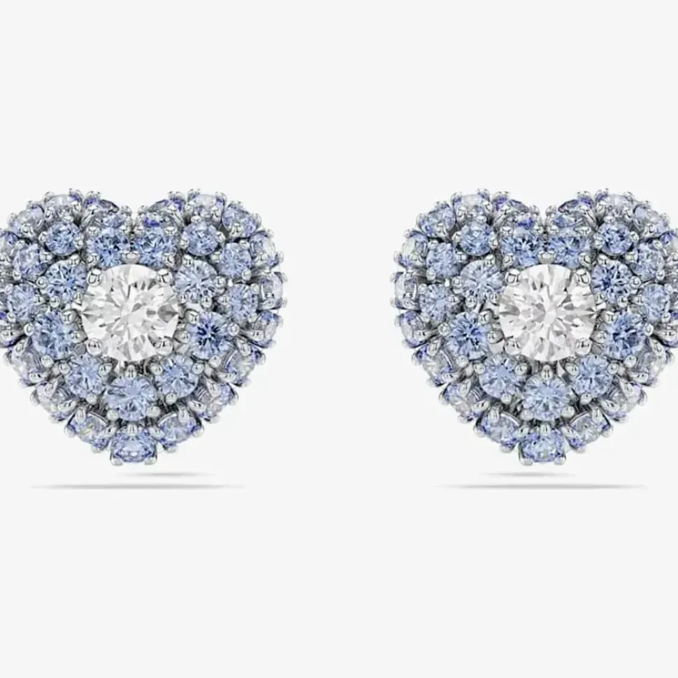 Hyperbola Rhodium Plated Blue Heart Stud Earrings 5683576