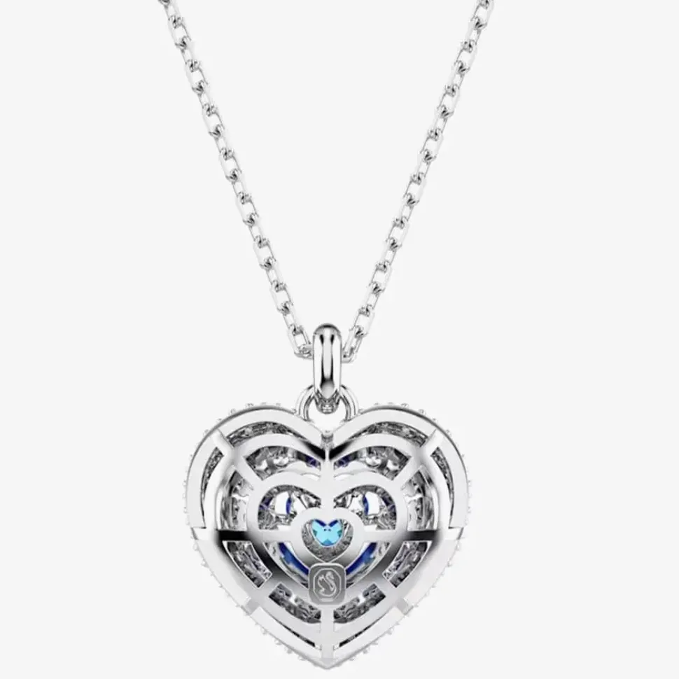 Hyperbola Rhodium Plated Blue Heart Stud Earrings 5683576