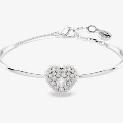 Hyperbola Rhodium Plated White Heart Bangle 5684385