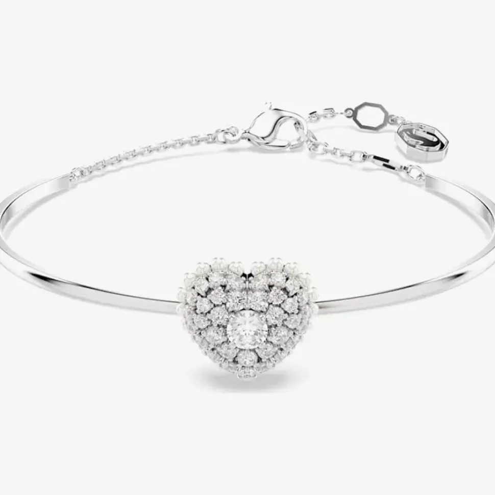 Hyperbola Rhodium Plated White Heart Bangle 5684385