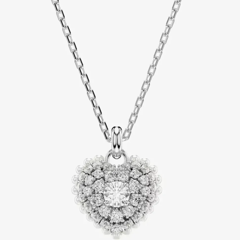 Hyperbola Rhodium Plated White Heart Necklace 5684386