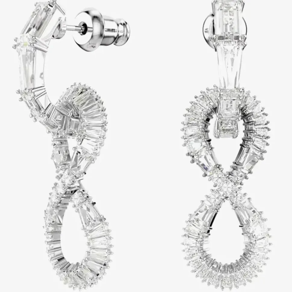 Hyperbola Rhodium Plated White Infinity Dropper Earrings 5679793