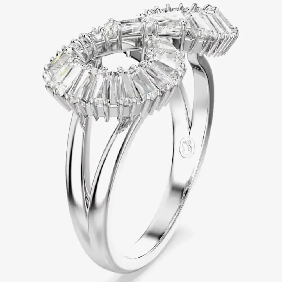 Hyperbola Rhodium Plated White Infinity Dropper Earrings 5679793