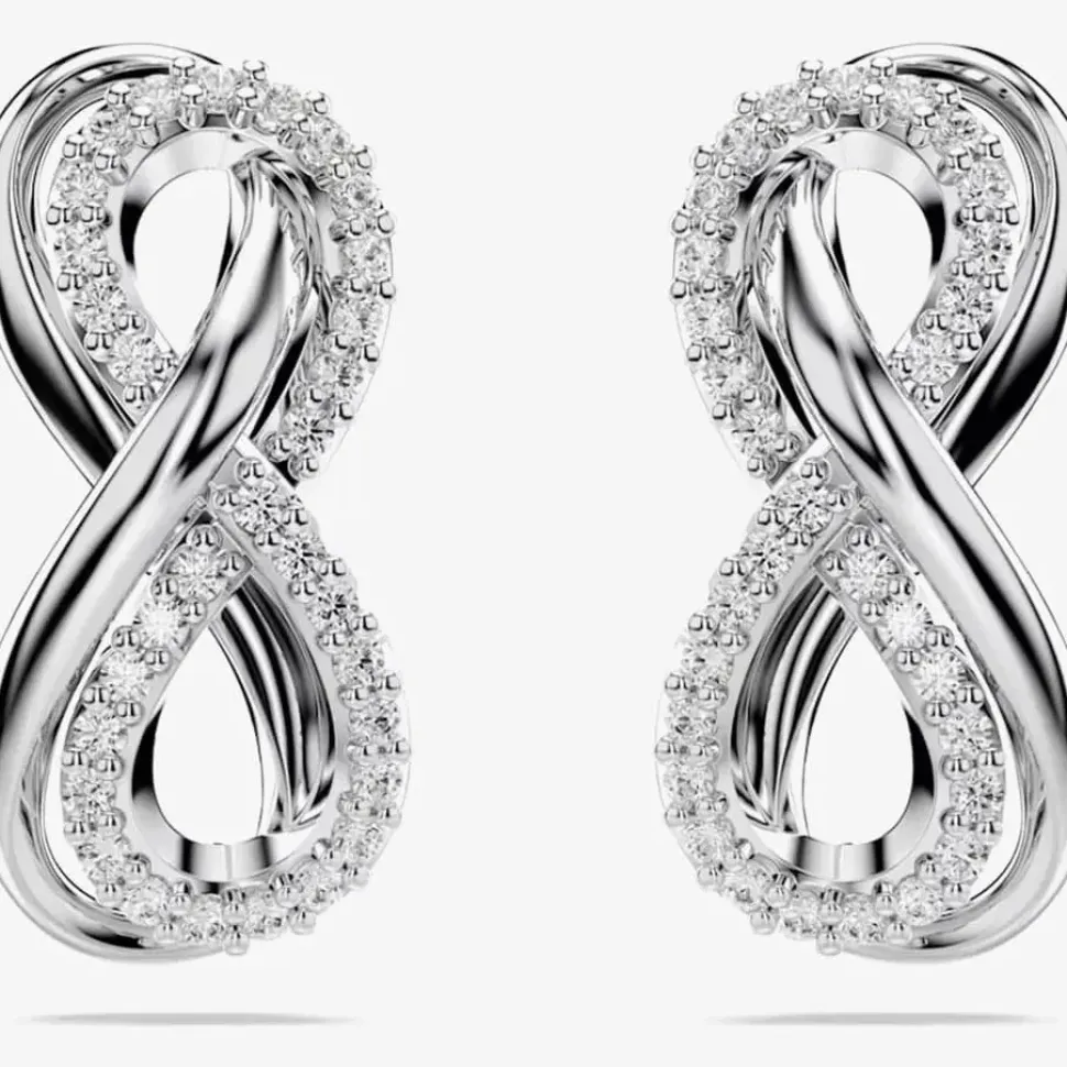 Hyperbola Rhodium Plated White Infinity Earrings 5687269