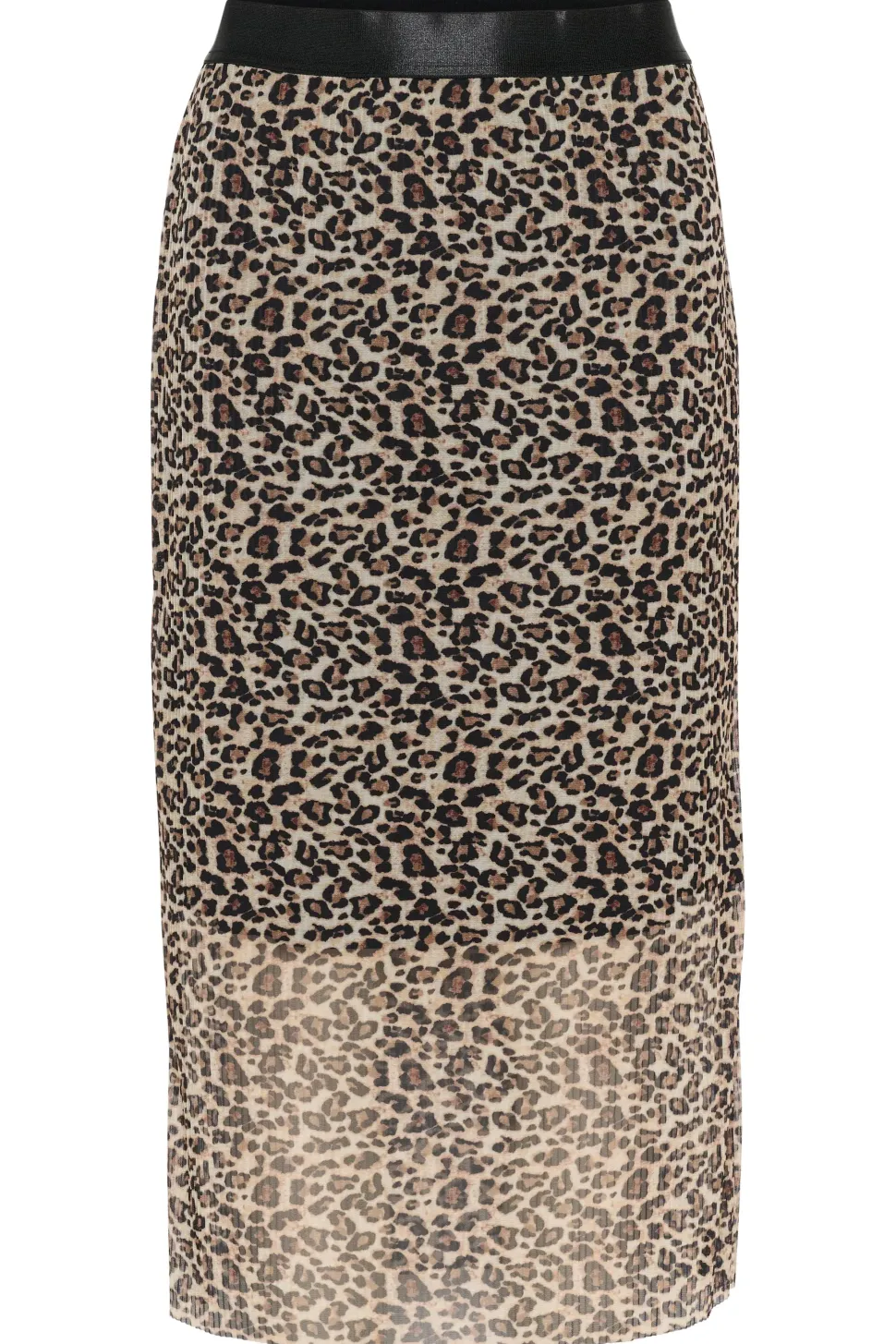 IaraSZ Mesh Elastic Waist Midi Skirt-Leopard Print