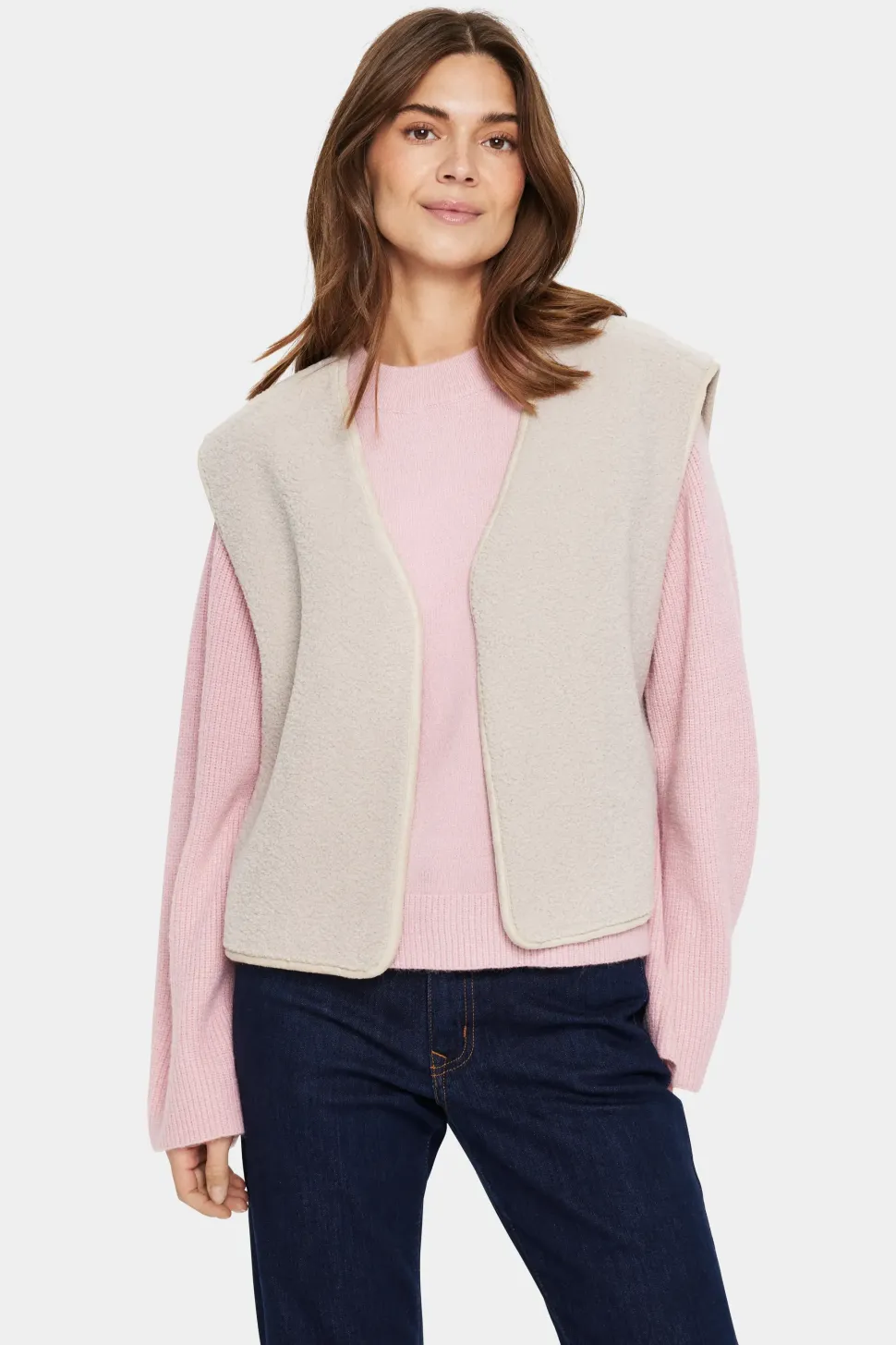 IcariaSZ Open Front Teddy Fabric Gilet-