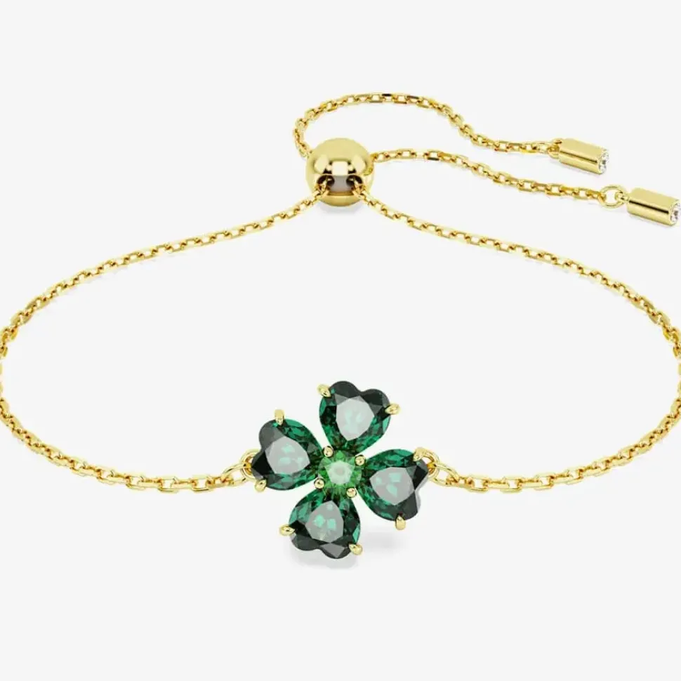 Idyllia Green Mixed Cuts Clover Rhodium Plated Bracelet 5666585 (M)