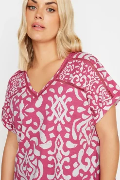 Ikat Print Bubble Hem Top