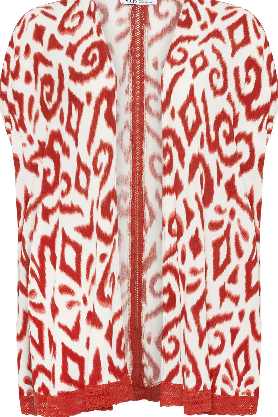 Ikat Print Crochet Trim Kimono
