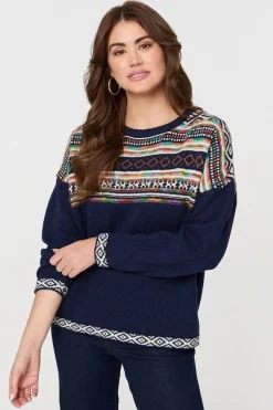 Ikat Print Drop Shoulder Jumper
