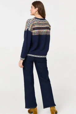 Ikat Print Drop Shoulder Jumper