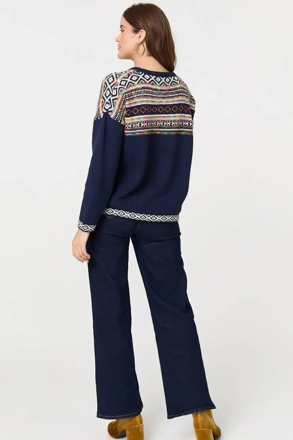 Ikat Print Drop Shoulder Jumper