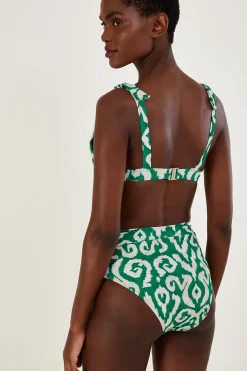 Ikat Print High Waist Bikini Bottoms with Recycled Polyester