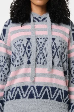Ikat Print Relaxed Hooded Sweatshirt
