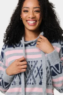 Ikat Print Relaxed Hooded Sweatshirt