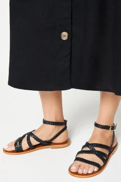 Illy Leather Plaited Flat Sandals