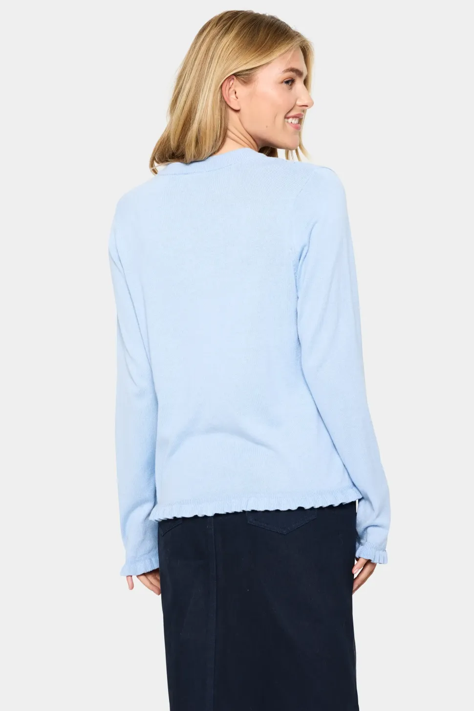 IlonaSZ Buttons Crew Neck Cardigan-