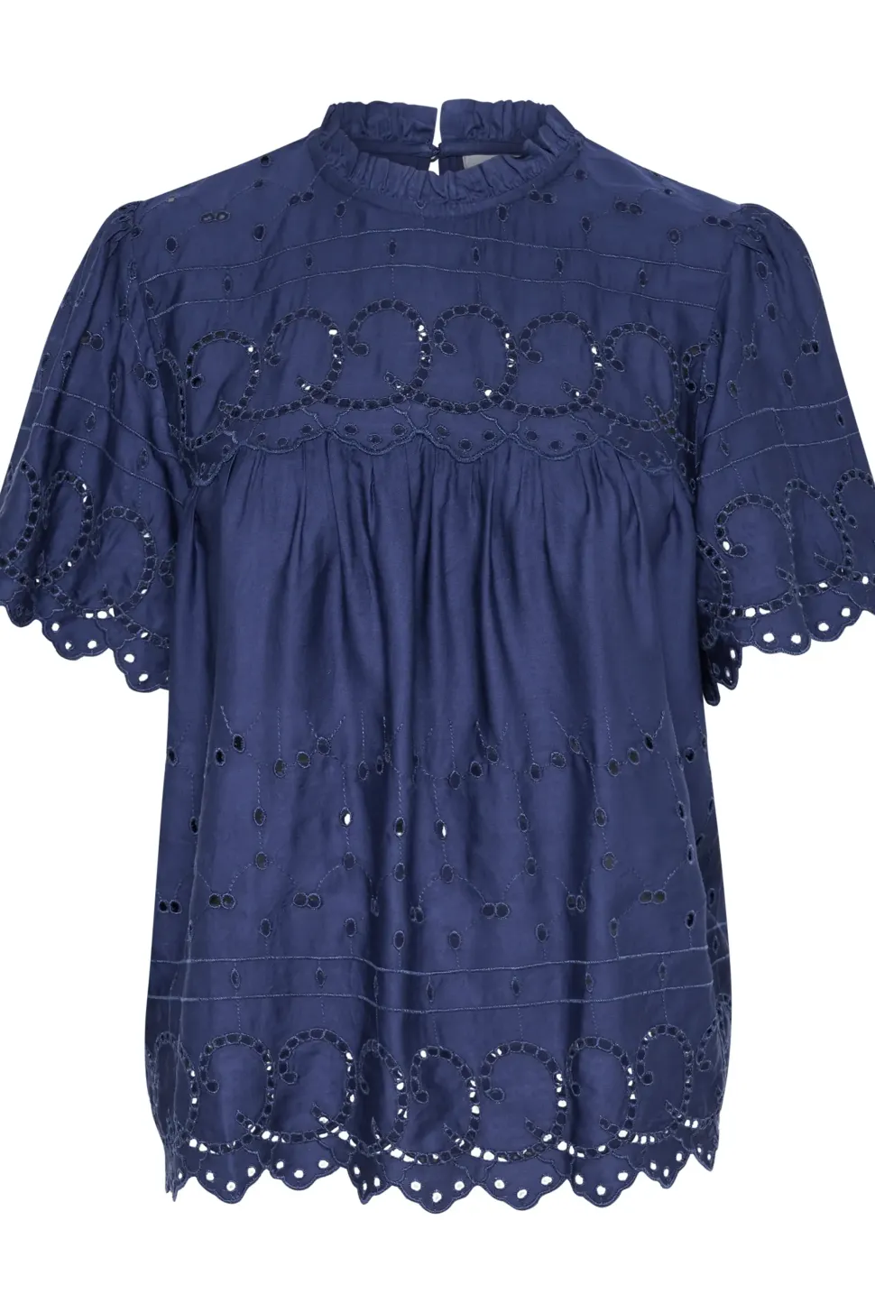IlseSZ Short Sleeve Eyelet Fabric Blouse-