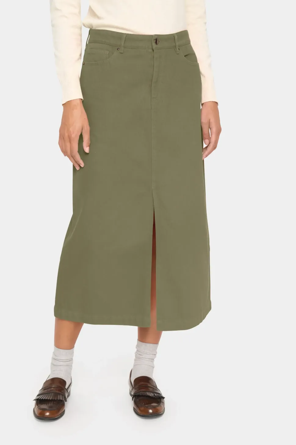 IluSZ High-waisted Dyed Denim Skirt-