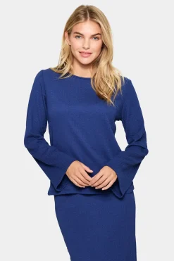 IlyssaSZ Round Neck Flared Sleeve Blouse-Leopard Print