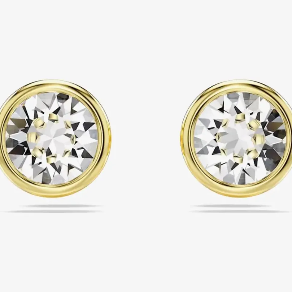 Imber Gold Plated White Crystal Stud Earrings 5681552