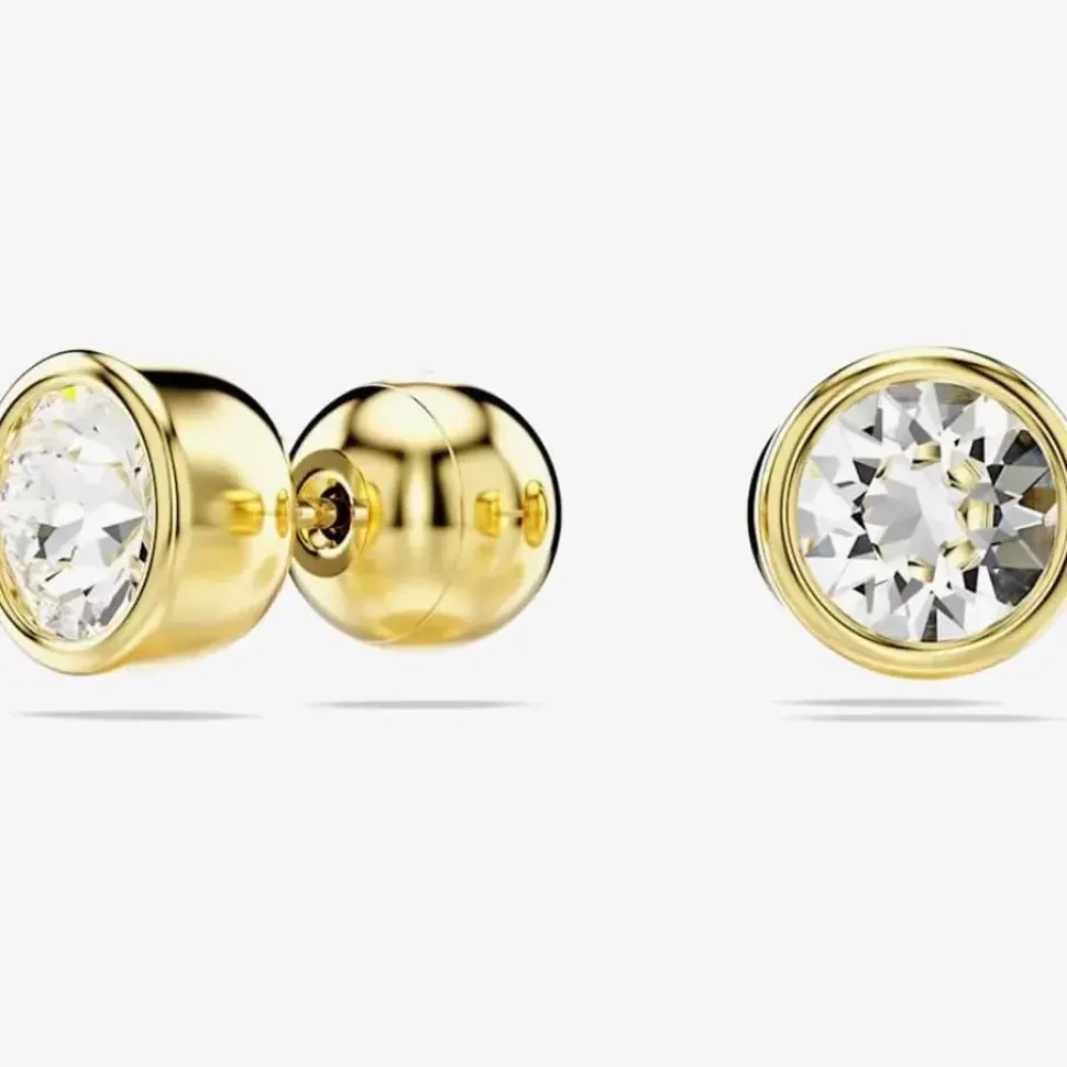 Imber Gold Plated White Crystal Stud Earrings 5681552