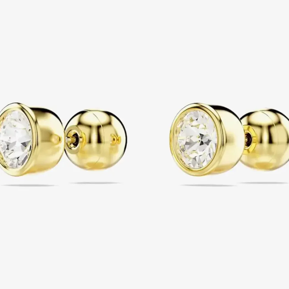 Imber Gold Plated White Crystal Stud Earrings 5681552