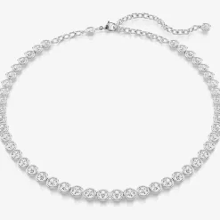 Imber Rhodium Plated Round Cut Crystal Tennis Necklace 5682595