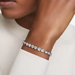 Imber Rhodium Plated White Crystal Tennis Bracelet 5682666