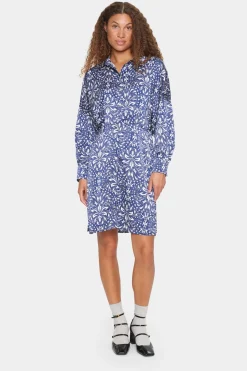 ImenaSZ Above Knee Printed Shirt Dress-