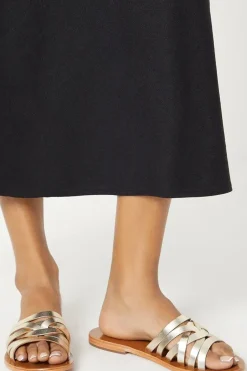 Imogen Leather Lattice Flat Sandals