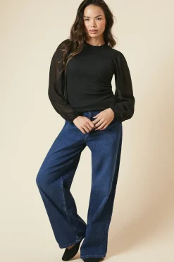 2IN1 Contrast Sleeve Top