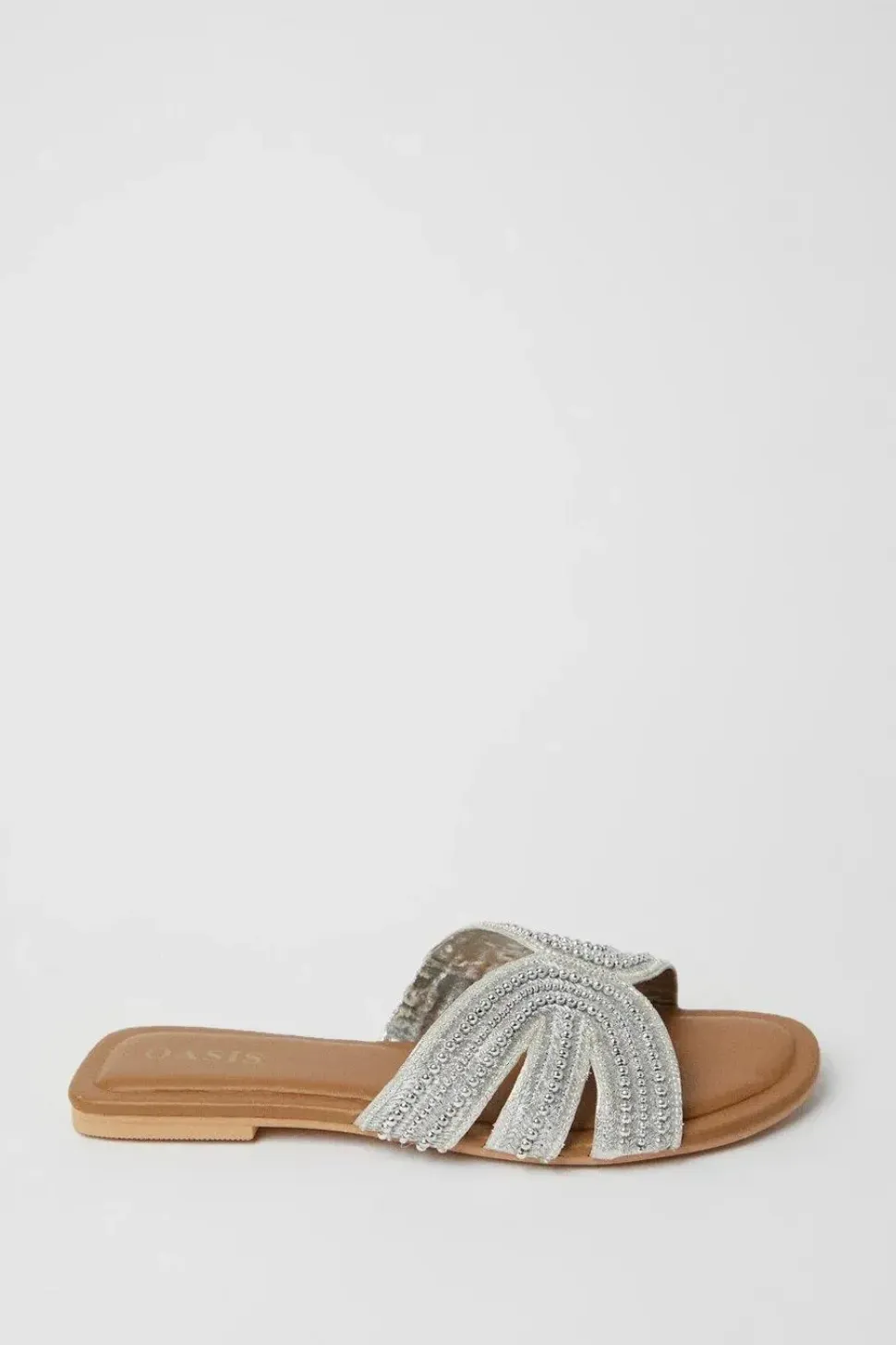 Indigo Leather Sequin Embellished Flat Mule Sandals