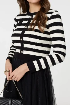 2-In-1 Dress With Striped Top & Midi Mesh Skirt
