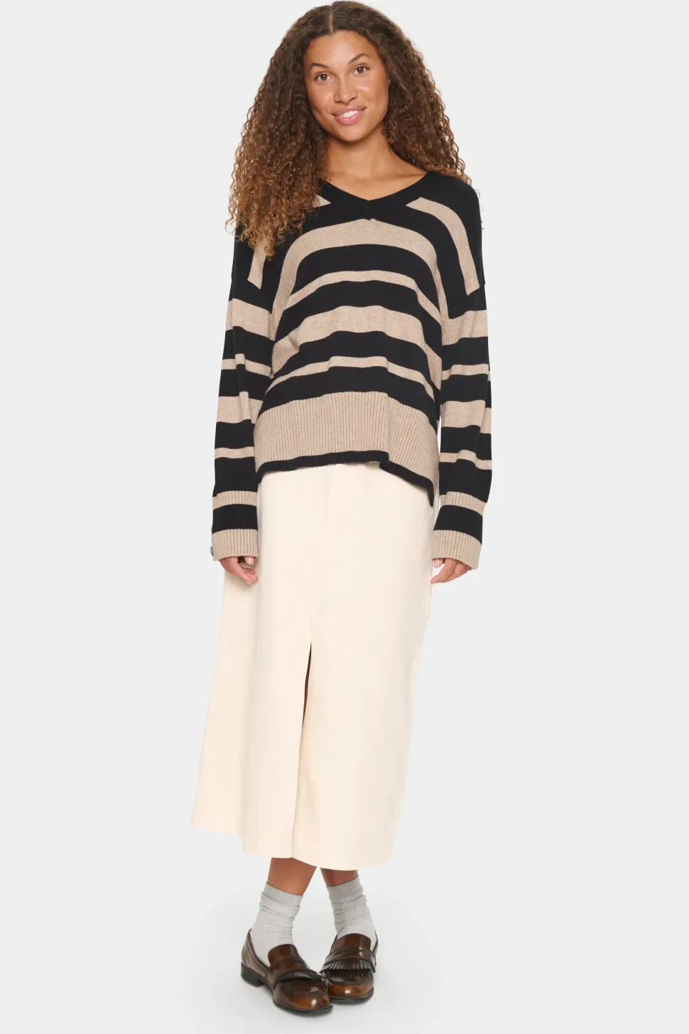 InetteSZ Stripes Loose Fit Pullover-Striped