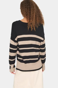 InetteSZ Stripes Loose Fit Pullover-Striped