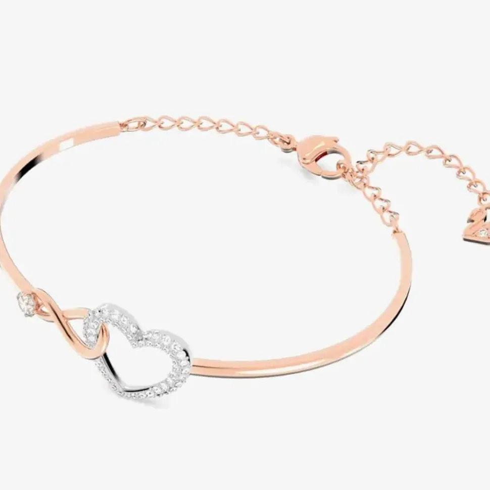 Infinity Heart Two Colour White Crystal Bangle 5518869 M
