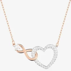 Infinity Heart Two Colour White Crystal Necklace 5518865