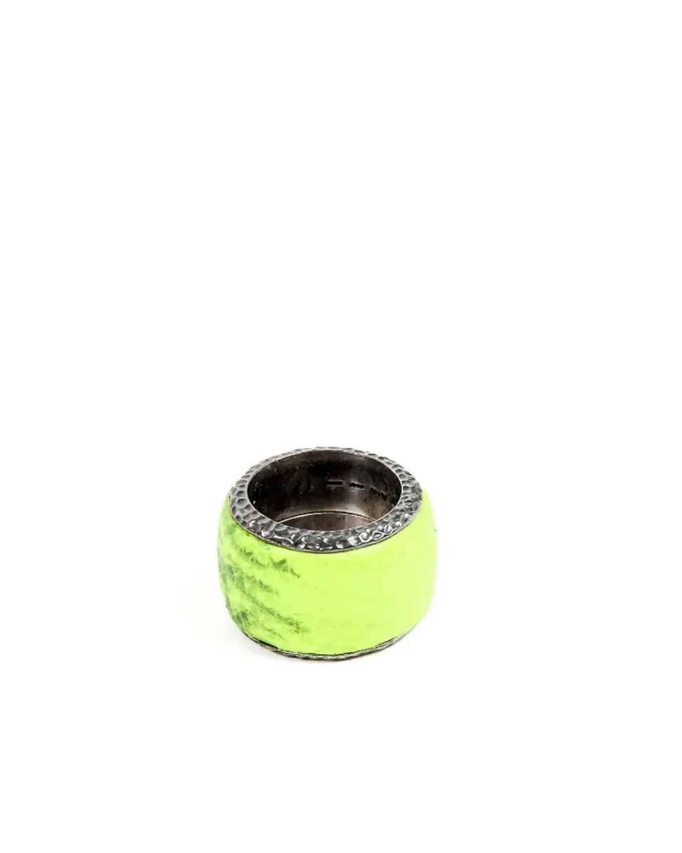 Intrecciato Leather Ring in Green