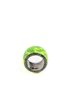 Intrecciato Leather Ring in Green