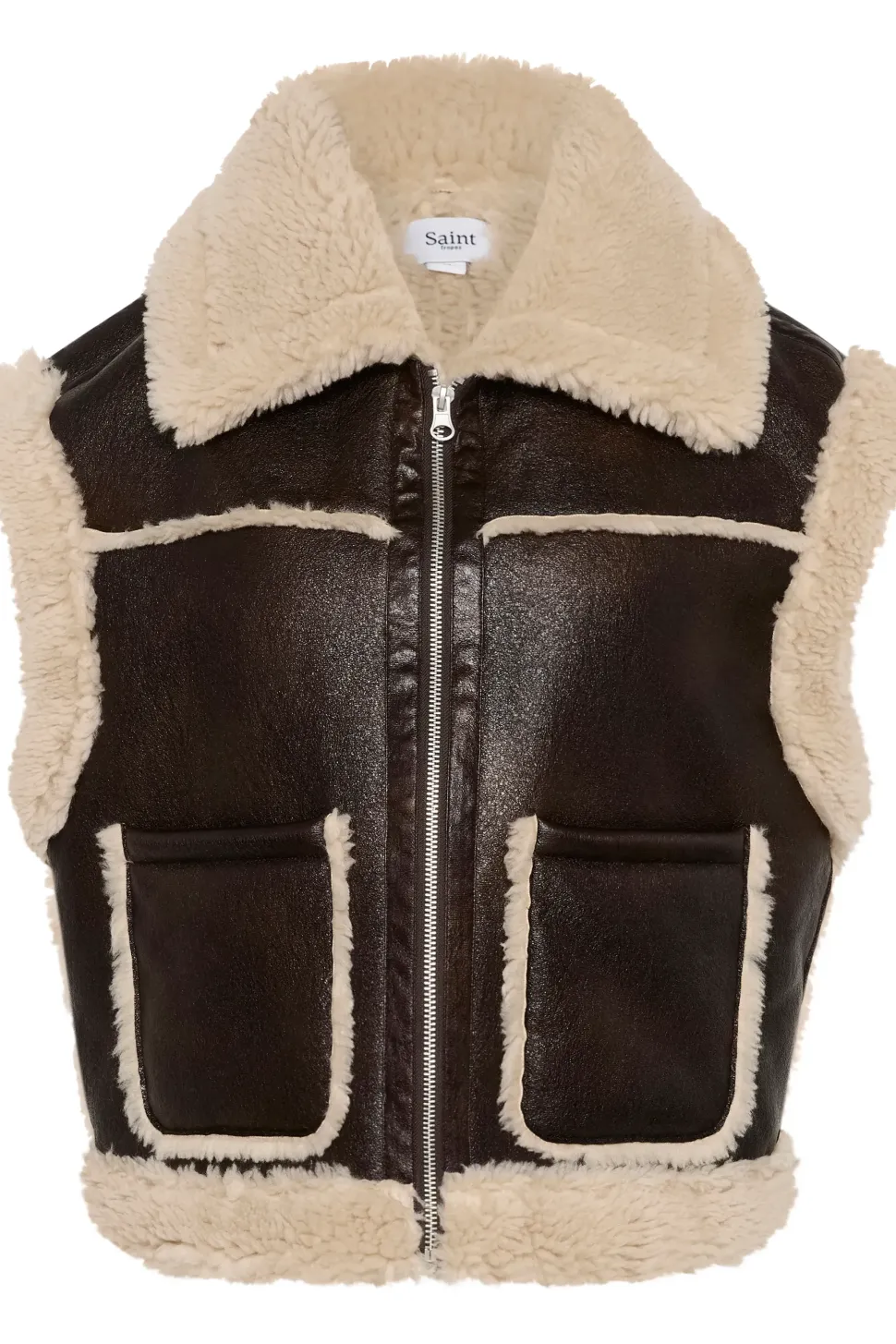 Isaura Faux Leather Shearling Waistcoat-