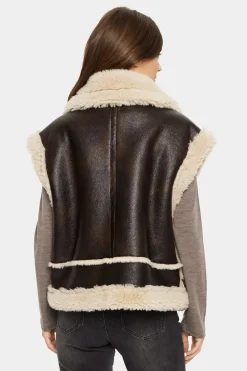 Isaura Faux Leather Shearling Waistcoat-