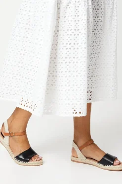 Ischia Mixed Material Flat Espadrille Sandals