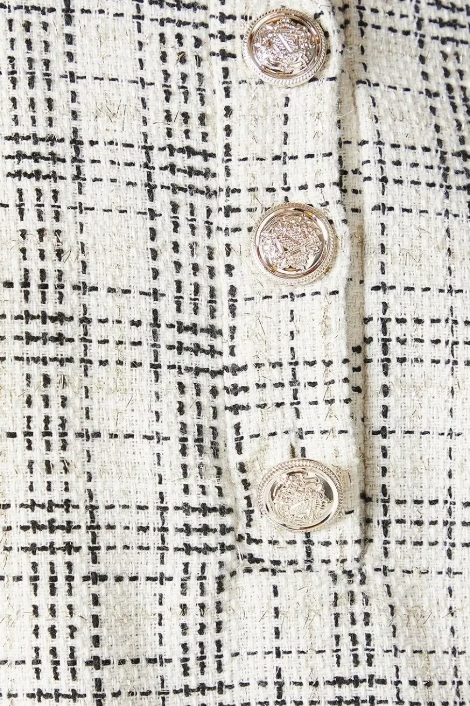 Ivory Boucle Button Detail Shift Dress