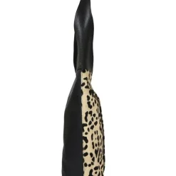 Ivory Leopard Print Leather Shoulder Hobo Bag