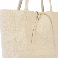 Ivory Pebbled Leather Tote Shopper | BYAXY