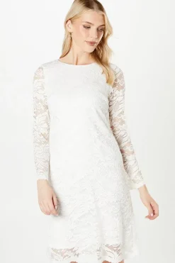 Ivory 3/4 Sleeve Lace Dress