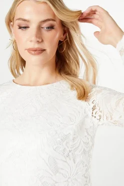 Ivory 3/4 Sleeve Lace Dress