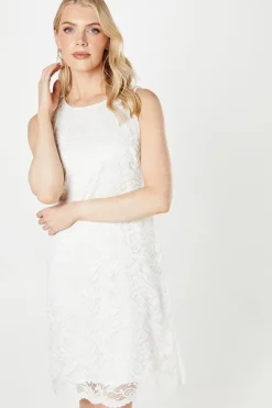 Ivory Sleeveless Lace Dress