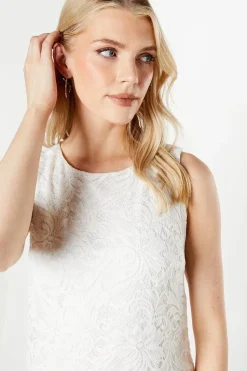 Ivory Sleeveless Lace Dress